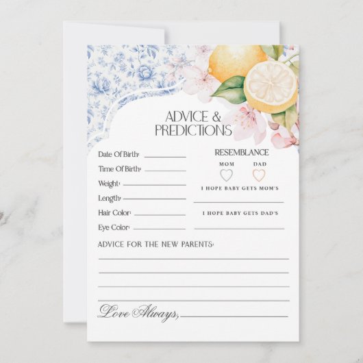 Invitation Chinoiserie Citron Thé avec maman Conseil pour béb (Devant)