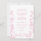 Invitation Chinoiserie classique Mariage rose (Devant)