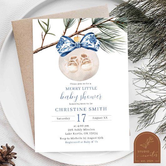 Invitation Chinoiserie d'hiver Merry Little Baby shower