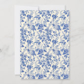 Invitation Chinoiserie d'ivoire bleu Fête des mariées florale (Dos)