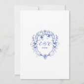 Invitation Chinoiserie Élégante Toile Florale Bleu Français (Dos)