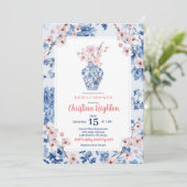 Invitation Chinoiserie Fête des mariées en fleurs de cerisier (Debout devant)