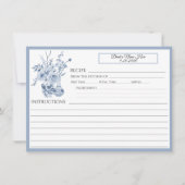 Invitation Chinoiserie Floral Blue et White Bridal Recette (Devant)