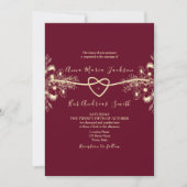 Invitation Chinoiserie Floral Or Bourgogne Mariage (Devant)