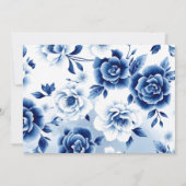 Invitation Chinoiserie florale bleue, aquarelle Photo baptême (Dos)