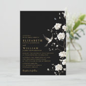 Invitation Chinoiserie Florale et Gold Mariage de code QR (Debout devant)
