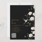Invitation Chinoiserie Florale et Gold Mariage de code QR (Dos)