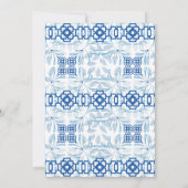 Invitation Chinoiserie Florale Géométrique Bleue et Blanche (Dos)