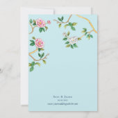 Invitation Chinoiserie Florale Mariage bleu et blanc (Dos)