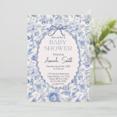 Invitation Chinoiserie Flower Garden avec bow baby shower (Debout devant)