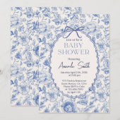Invitation Chinoiserie Flower Garden avec bow baby shower (Devant / Derrière)