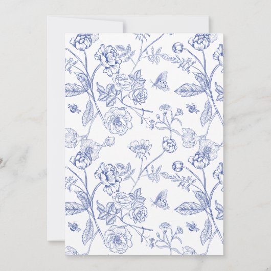 Invitation Chinoiserie French Blue Script 60e fête d'annivers (Dos)