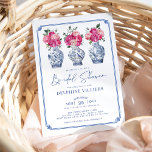 Invitation Chinoiserie Ginger Jars Fête des mariées Pink Peon<br><div class="desc">Notre délicieuse invitation à la douche nuptiale allie élégance intemporelle et design contemporain. Inspiré par la délicate beauté des jarres de gingembre bleu et blanc et le charme romantique des pivoines roses,  cette invitation est un choix étonnant pour une douche nuptiale vraiment mémorable.</div>