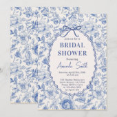 Invitation Chinoiserie Jardin aux fleurs avec douche avant nu (Devant / Derrière)