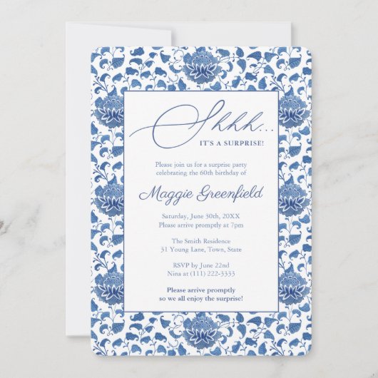 Invitation Chinoiserie Lady Milestone Anniversaire Surprise P (Devant)