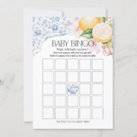Chinoiserie Lemon Tea Party Baby Bingo Douche Jeu