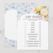 Invitation Chinoiserie Lemon Tea Party Baby Traits Jeu (Devant / Derrière)