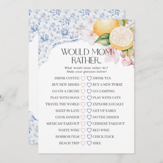 Invitation Chinoiserie Lemon Tea Party Voudrait Maman Plutôt  (Devant / Derrière)