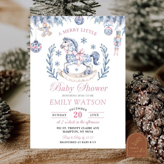 Invitation Chinoiserie Merry Little Baby shower