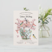 Invitation Chinoiserie Oiseaux Cerisiers Blossoms Baby shower (Debout devant)