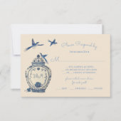 Invitation Chinoiserie Oiseaux Mariage opiaire Réponse RSVP (Devant)