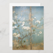 Invitation Chinoiserie Panneaux Bleus Vieillés (Devant / Derrière)