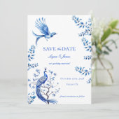 Invitation Chinoiserie Photo Wedding Enregistrer la date (Debout devant)