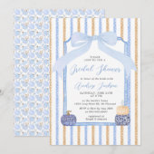 Invitation Chinoiserie Pumpkin & Blue Bow Fall Bridal Shower (Devant / Derrière)