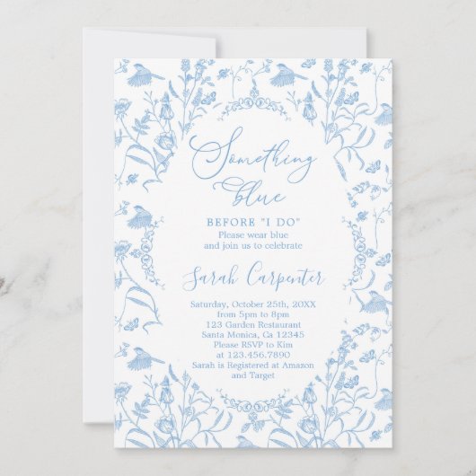 Invitation Chinoiserie Quelque chose de bleu avant de faire n (Devant)