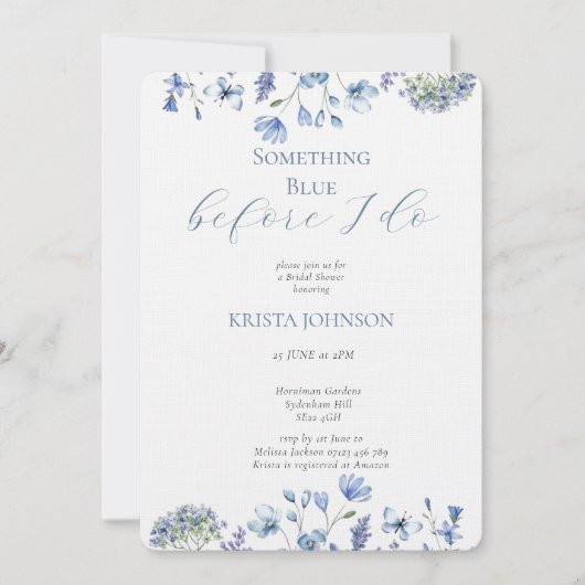 Invitation Chinoiserie Quelque chose de bleu Fête des mariées (Devant)