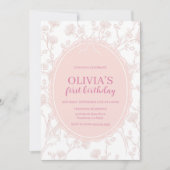 Invitation Chinoiserie rose 1er anniversaire (Devant)