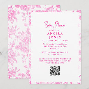 Invitation Chinoiserie Rose Chaud Mariage Vintage II