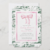 Invitation Chinoiserie rose et vert Bow avec retouche (Devant)