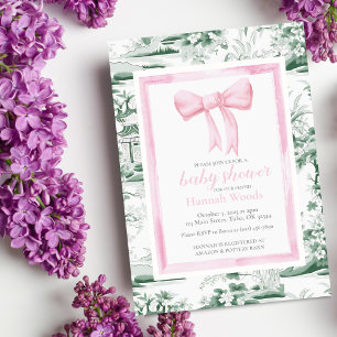 Invitation Chinoiserie rose et vert Bow avec retouche