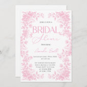 Invitation Chinoiserie rose Fleur Jardin douche nuptiale (Devant / Derrière)