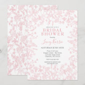 Invitation Chinoiserie rose Floral Bridal Shower Invitation, (Devant / Derrière)