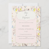 Invitation Chinoiserie rose Floral Mariage (Devant)