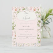 Invitation Chinoiserie rose Floral Mariage (Debout devant)