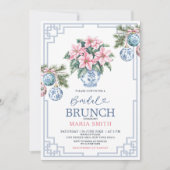 Invitation Chinoiserie Rose Floral Noël Bridal Brunch (Devant)
