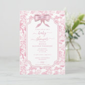 Invitation Chinoiserie rose Floral Rose Baby shower fille (Debout devant)