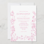 Invitation Chinoiserie rose formelle Mariage floral (Devant)
