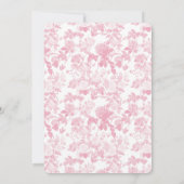 Invitation Chinoiserie Rose rose Floral Fille Anniversaire (Dos)