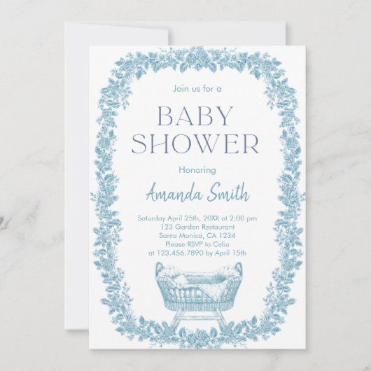 Invitation Chinoiserie russe baby shower Toile de Jouy (Devant)