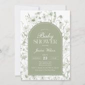 Invitation Chinoiserie Sage Green Baby shower Floral (Devant)