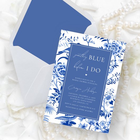 Invitation Chinoiserie Toile Quelque chose de bleu Fête des m