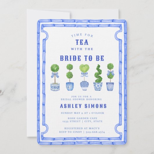 Invitation Chinoiserie Topiary Fête des mariées | Tea Party (Devant)