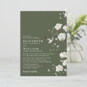 Invitation Chinoiserie Vert Olive Floral Tout en un Mariage (Debout devant)
