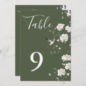 Invitation Chinoiserie verte d'olivier Numéros de tableau flo (Devant / Derrière)