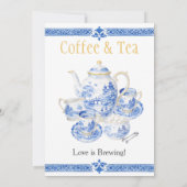 Invitation Chinosierie blue Coffee & Tea Love is Brewing Sign (Dos)