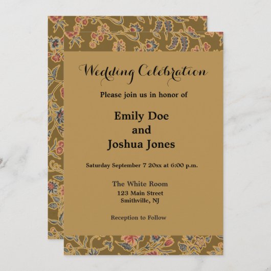 Invitation Chintz Fleur Classique Joli Design Floral Doux (Devant / Derrière)